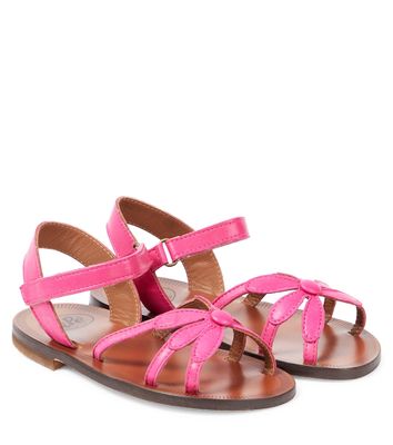 PèPè Floral-appliqué leather sandals