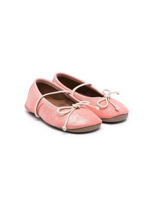 Pépé Kids bow-detail suede ballerinas - Pink