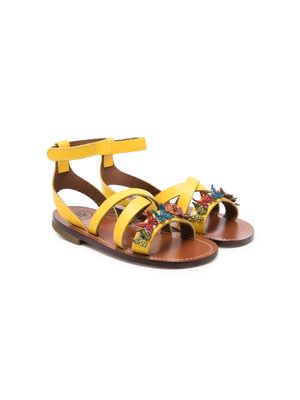 Pépé Kids butterfly appliqué sandals - Yellow