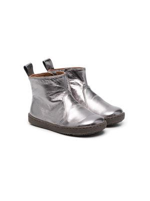 Pèpè metallic-finish leather boots - Grey