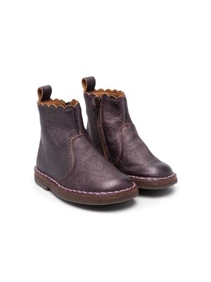Pèpè metallic-finish round-toe boots - Purple
