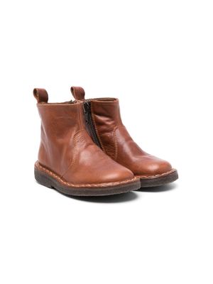 Pèpè round-toe leather ankle boots - Brown