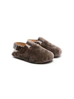 Pèpè slingback fleece slippers - Brown
