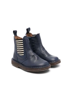 Pèpè striped leather ankle boots - Blue