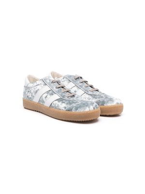 Pèpè TEEN side-stripe velvet sneakers - Grey