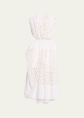 Peplos Broderie Anglaise Open-Back Dress