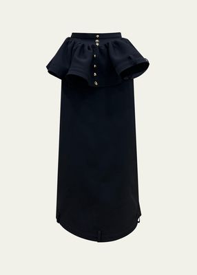 Peplum Buttoned Midi Skirt