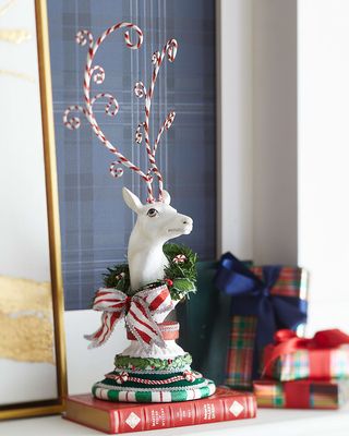Peppermint Palace Deer Head with Wreath