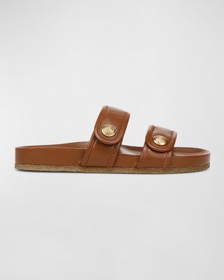 Percey Leather Dual Band Slide Sandals