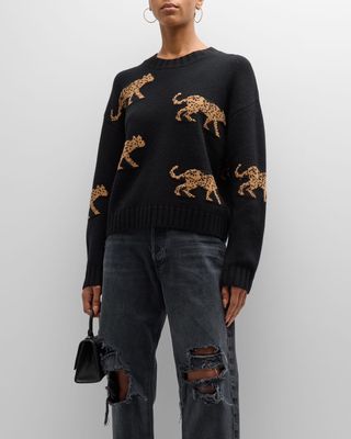 Perci Jungle Cats Intarsia Wool-Blend Sweater