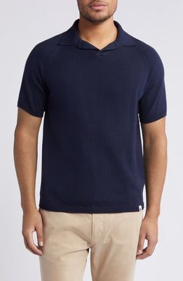 PEREGRINE Emery 2.0 Organic Cotton Johnny Collar Polo in Navy