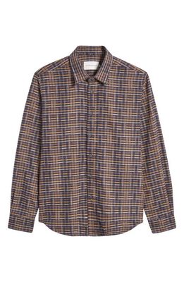 PEREGRINE Farley Plaid Brushed Cotton Button-Up Shirt in Harrow