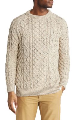 PEREGRINE Hudson Aran Cable Knit Merino Wool Sweater in Skiddaw