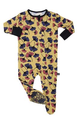Peregrine Kidswear Ginkgo Leaf Fitted One-Piece Pajamas in Yellow
