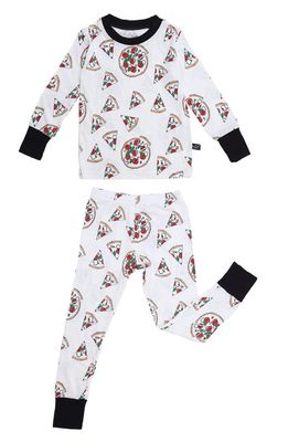 Peregrine Kidswear Hipster Pizza Fitted Two-Piece Pajamas in White