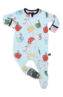 Peregrine Kidswear Hot Chocolate Fitted One-Piece Pajamas in Turquoise