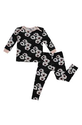 Peregrine Kidswear Kids' Flowers Fitted Two-Piece Pajamas in Black/Multi