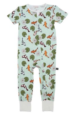 Peregrine Kidswear Koi Pond Fitted Convertible Footie Pajamas in Green