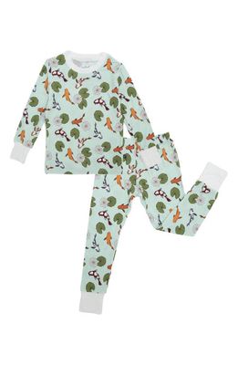 Peregrine Kidswear Koi Pond Print Fitted Two-Piece Pajamas in Green