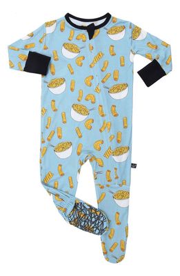Peregrine Kidswear Mac & Cheese Fitted One-Piece Footie Pajamas in Turquoise