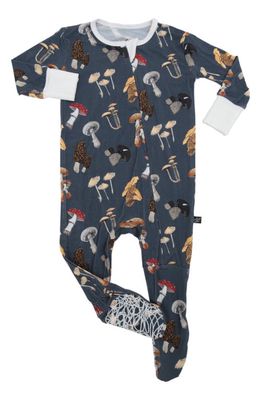 Peregrine Kidswear Mushrooms Fitted One-Piece Pajamas in Navy