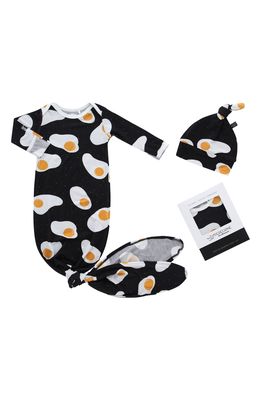 Peregrine Kidswear Sunny Side Up Knotted Gown & Hat Set in Black