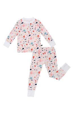 Peregrine Kidswear Terrazzo Print Fitted Two-Piece Pajamas in Pink
