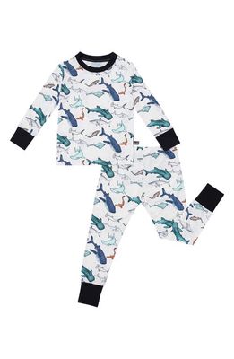 Peregrine Kidswear Watercolor Sharks Fitted Two-Piece Pajamas in White