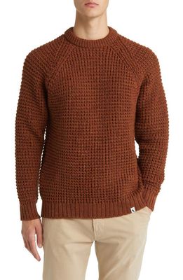 PEREGRINE Waffle Stitch Wool Crewneck Sweater in Cinnamon