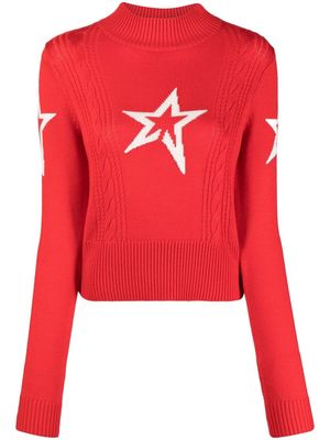 Perfect Moment cable-knit merino jumper - Red