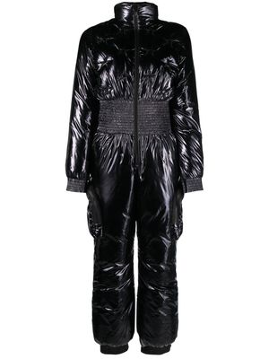 Perfect Moment high-shine zip-up ruched ski jumpsuit - Black