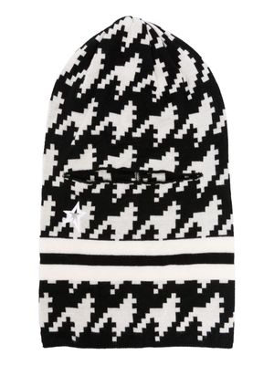 Perfect Moment houndstooth-pattern ribbed-knit balaclava - Black