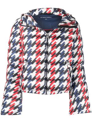 Perfect Moment houndstooth-print hooded puffer jacket - Blue