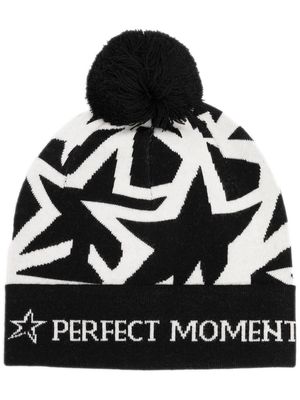 Perfect Moment intarsia-logo beanie - Black