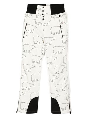 Perfect Moment Kids polar bear panelled ski trousers - White
