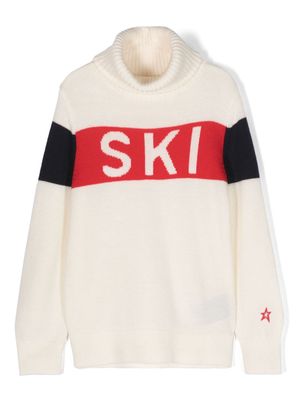 Perfect Moment Kids Ski logo-intarsia jumper - White