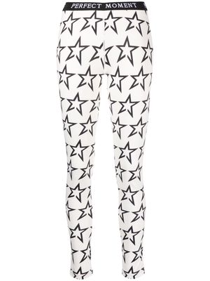 Perfect Moment logo star-pattern leggings - White
