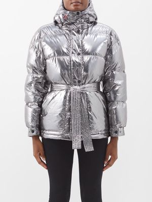 Perfect Moment - Oversized Ii Quilted Down Hooded Ski Jacket - Womens - Silver