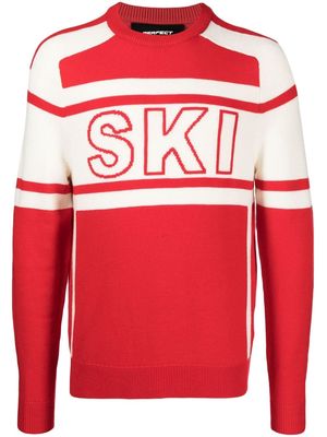 Perfect Moment Ski-print merino jumper - Red