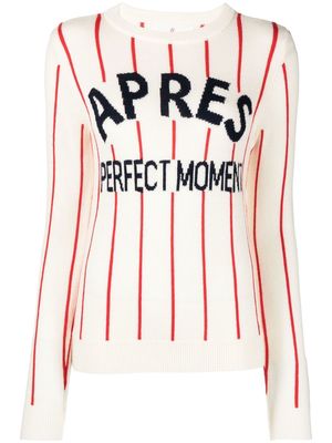 Perfect Moment Slalom striped knitted jumper - White
