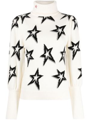 Perfect Moment star-pattern roll-neck jumper - White