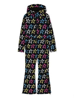 Perfect Moment star-print belted ski suit - Black
