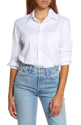 PERFECTDD Stretch Cotton Button-Up Shirt in White