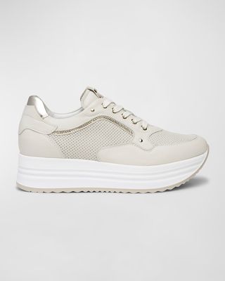Perforated Leather Platform Sneakers