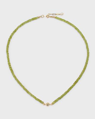 Peridot and Single Diamond Necklace