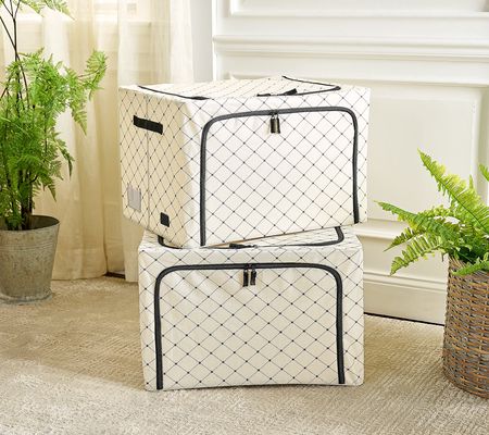 Periea Set of 2 Large All Fabric Collapsible Boxes