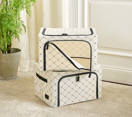 Periea Set of 2 Small All Fabric Collapsible Boxes