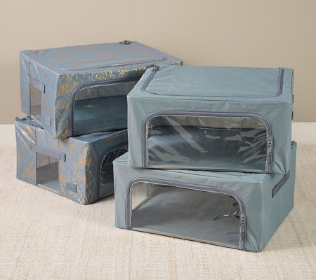 Periea Set of 4 Medium Storage Bins - 2 Solid & 2 Printed