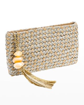 Perla Gemstone Woven Clutch Bag