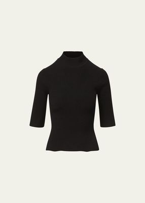 Pernia Rib-Knit Turtleneck Pullover Top